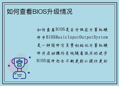 如何查看BIOS升级情况